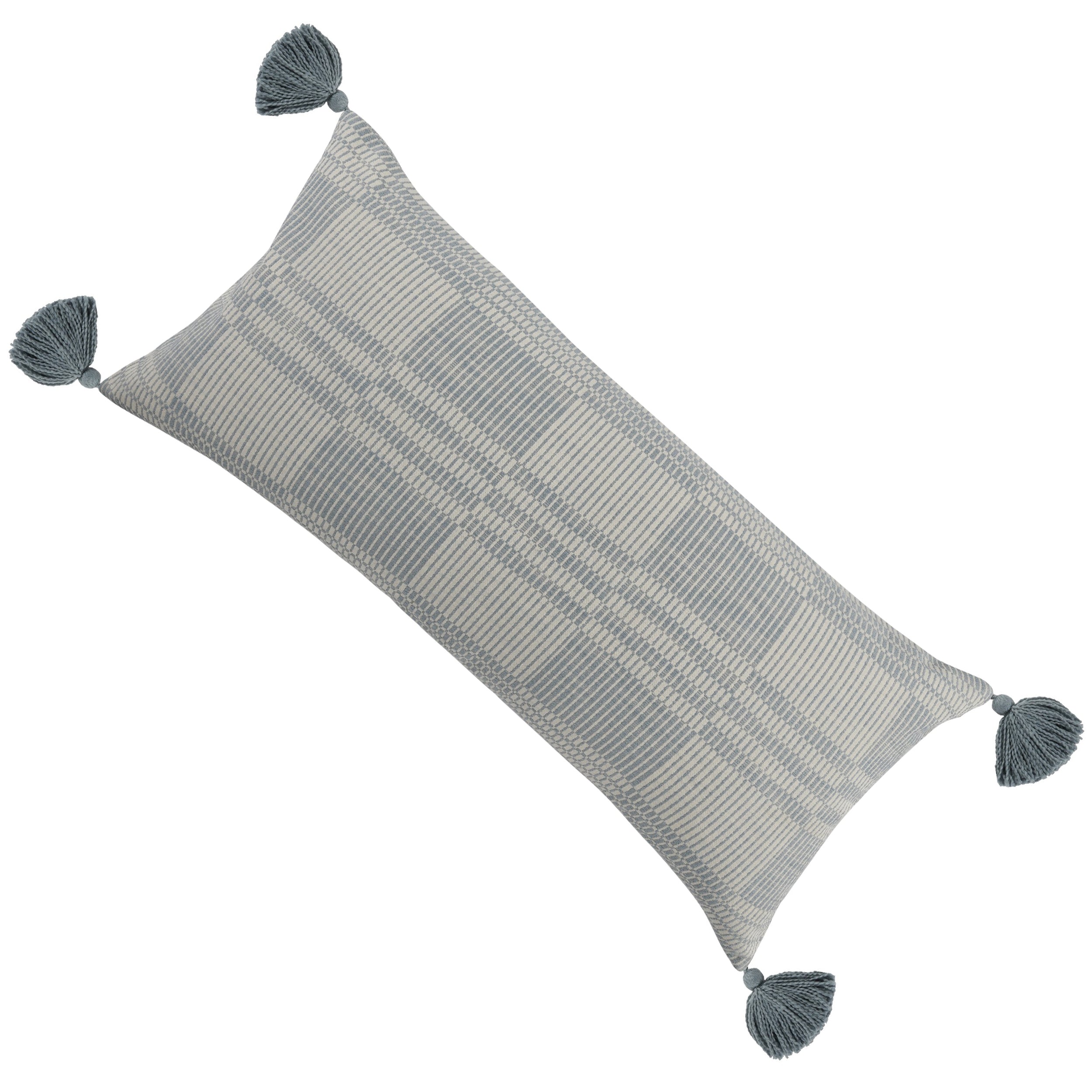 Drake 36 Inch Cotton Decorative Lumbar Throw Pillow Plaid Sandy Blue-zoom-2