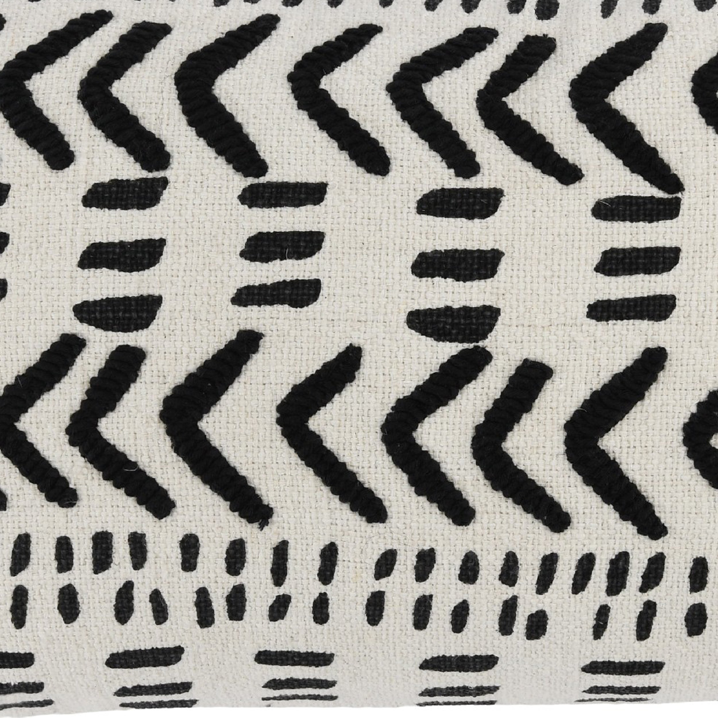 26 Inch Cotton Decorative Lumbar Throw Pillow Tribal Pattern Black White-zoom-4