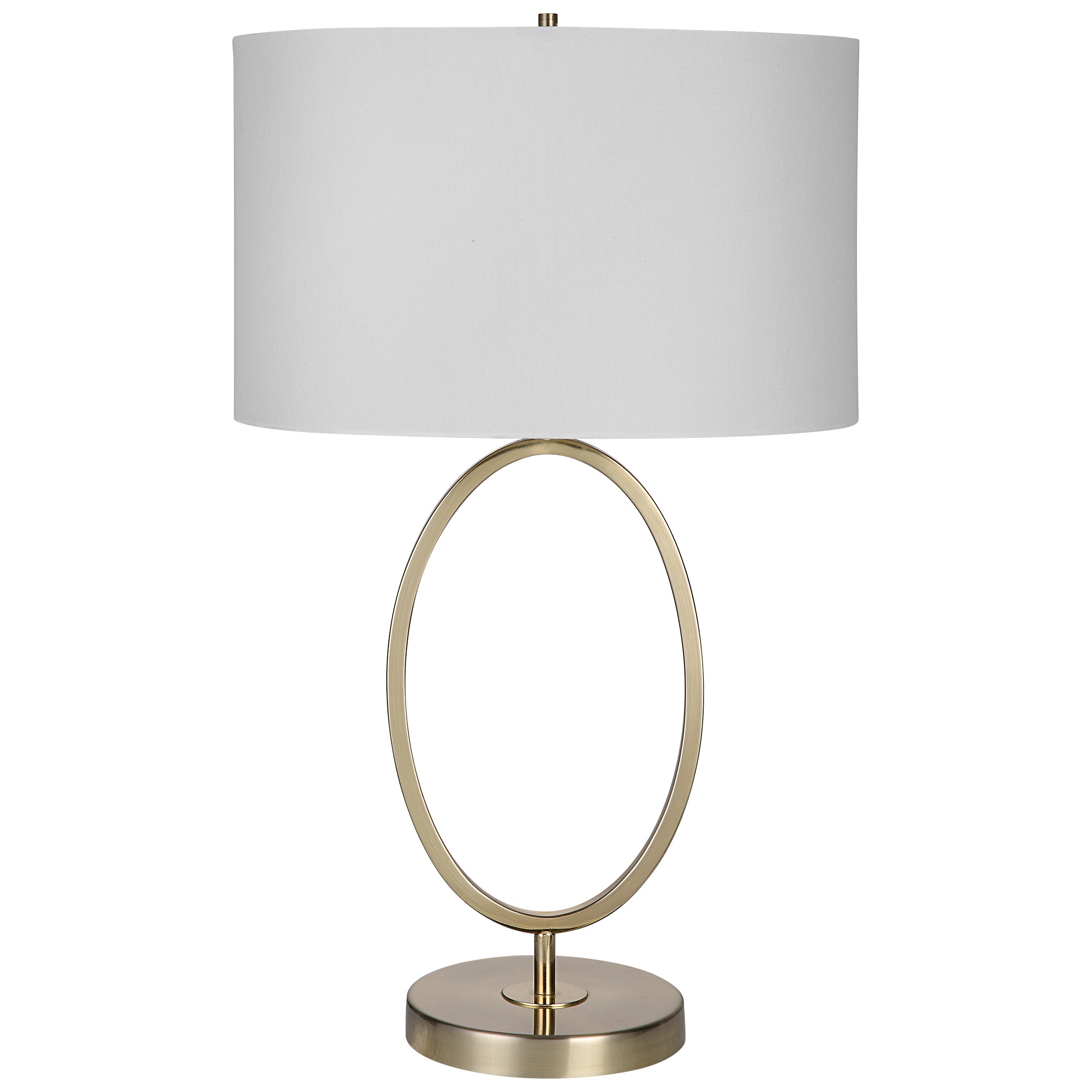27 Inch Metal Table Lamp Oval Center Ring Gold White-zoom-1