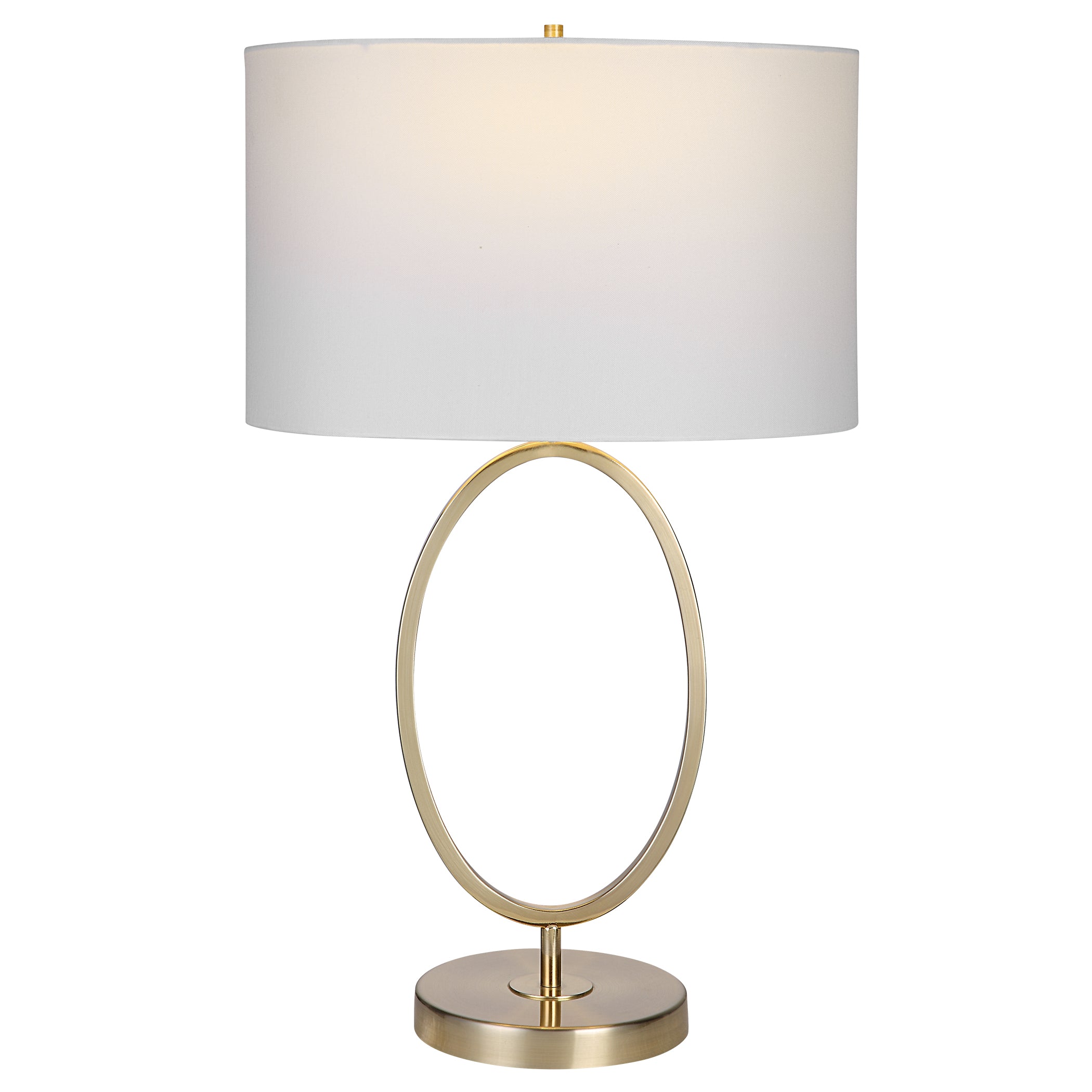 27 Inch Metal Table Lamp Oval Center Ring Gold White-zoom-2