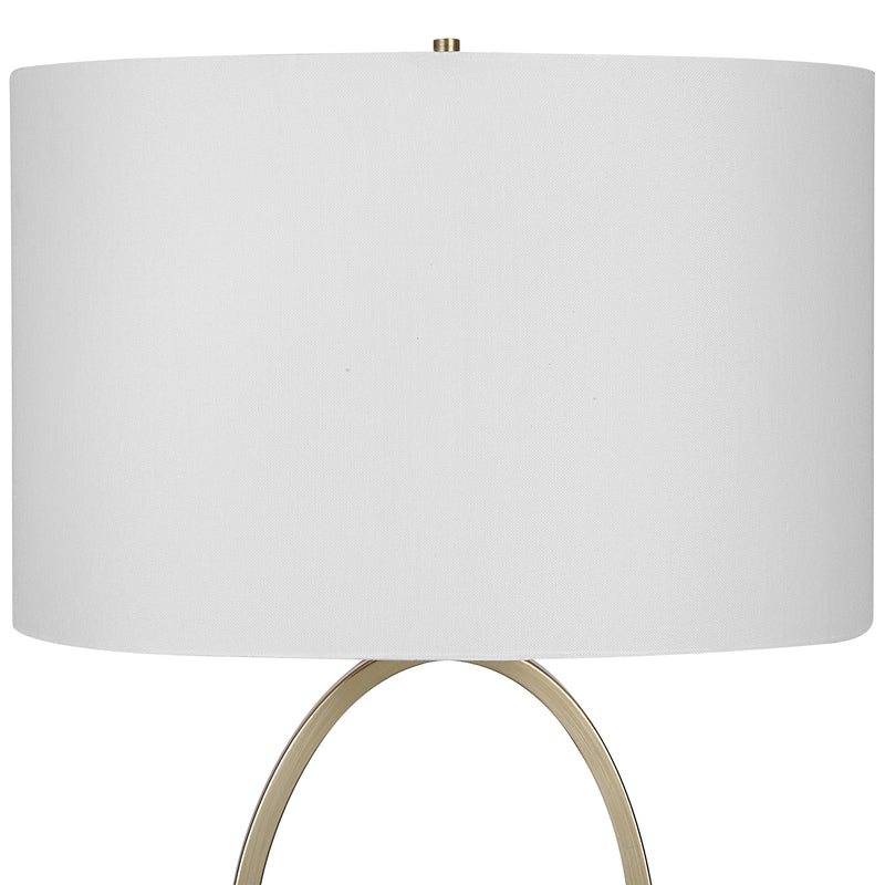 27 Inch Metal Table Lamp Oval Center Ring Gold White-zoom-
