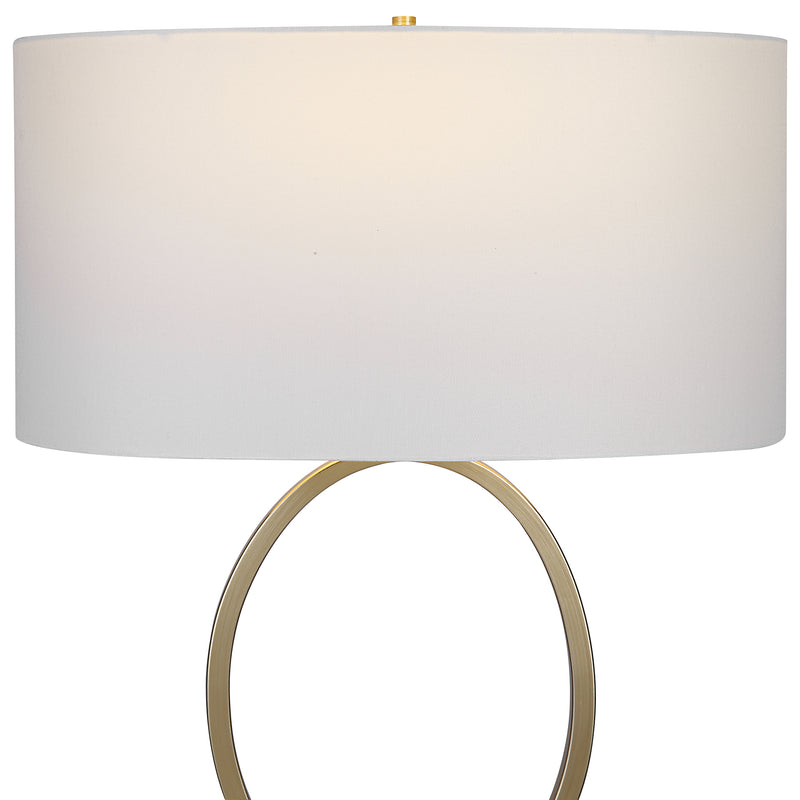 27 Inch Metal Table Lamp Oval Center Ring Gold White-zoom-