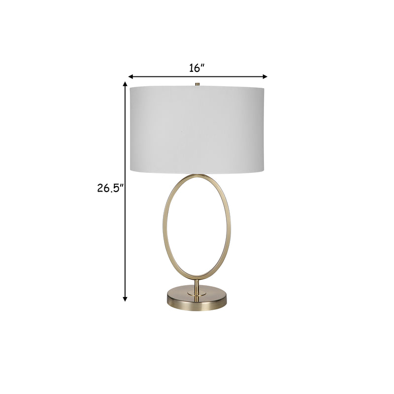 27 Inch Metal Table Lamp Oval Center Ring Gold White-zoom-
