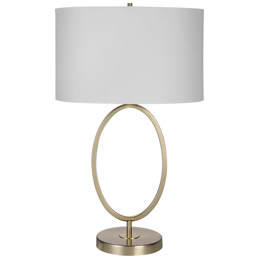 27 Inch Metal Table Lamp Oval Center Ring Gold White