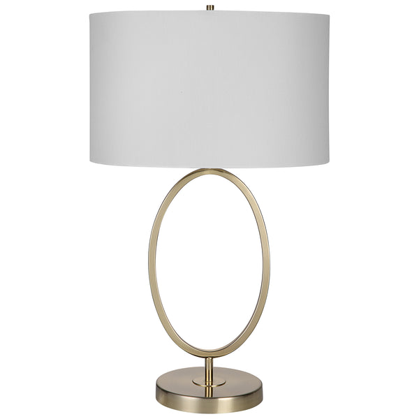 27 Inch Metal Table Lamp Oval Center Ring Gold White