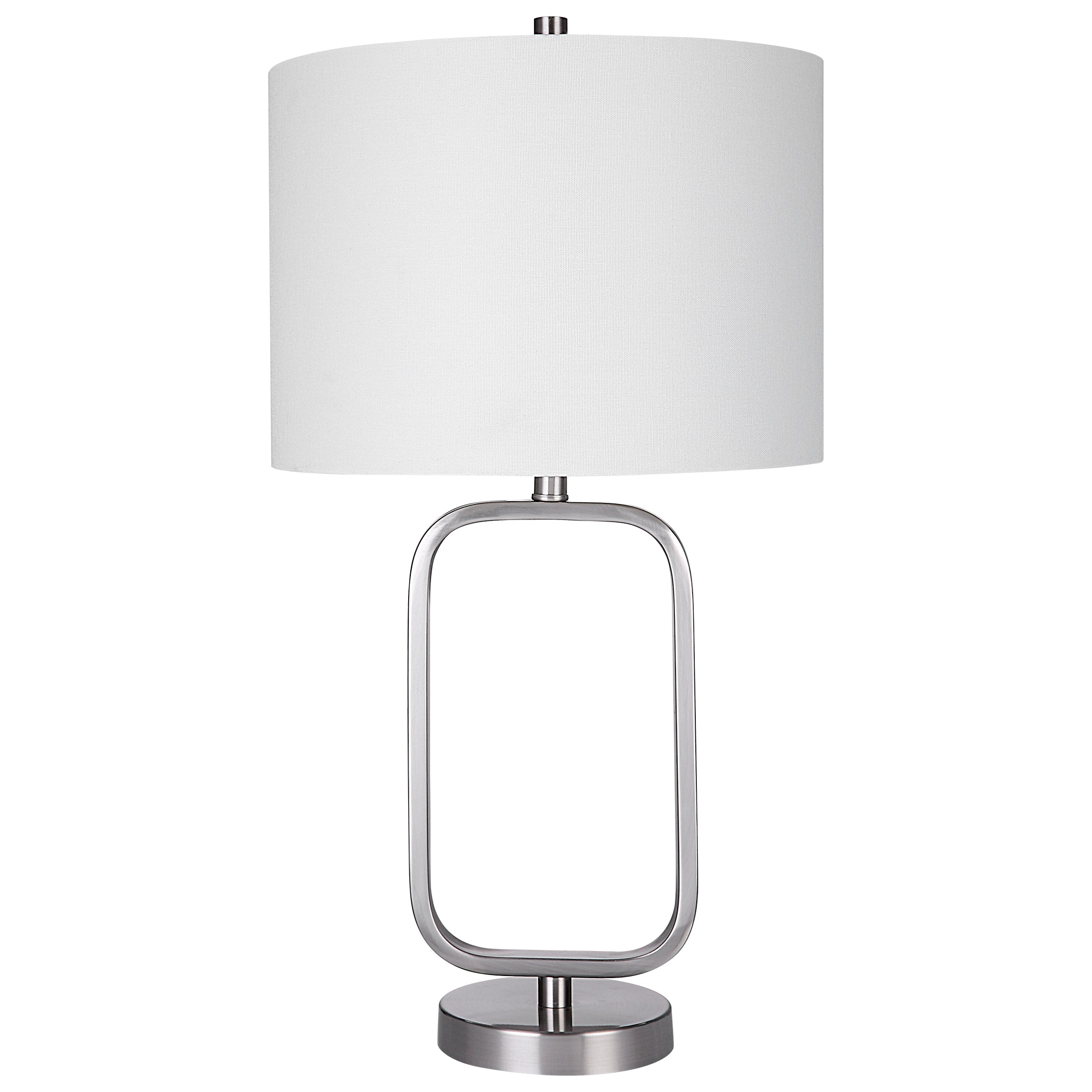 27 Inch Metal Table Lamp Rectangular Base Silver White-zoom-1