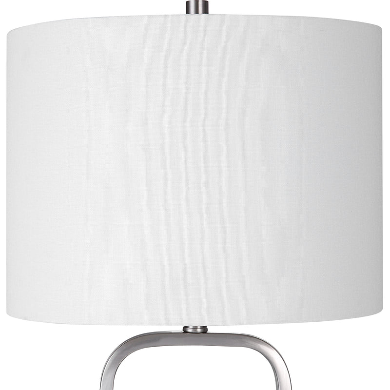 27 Inch Metal Table Lamp Rectangular Base Silver White-zoom-