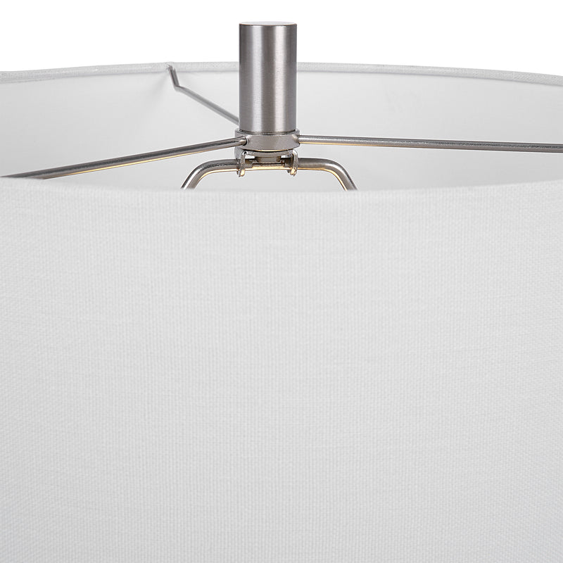27 Inch Metal Table Lamp Rectangular Base Silver White-zoom-