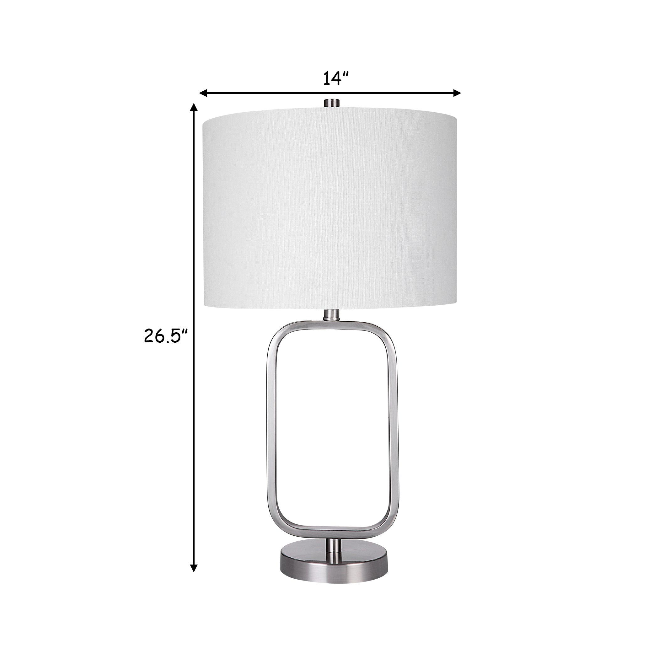 27 Inch Metal Table Lamp Rectangular Base Silver White-zoom-5