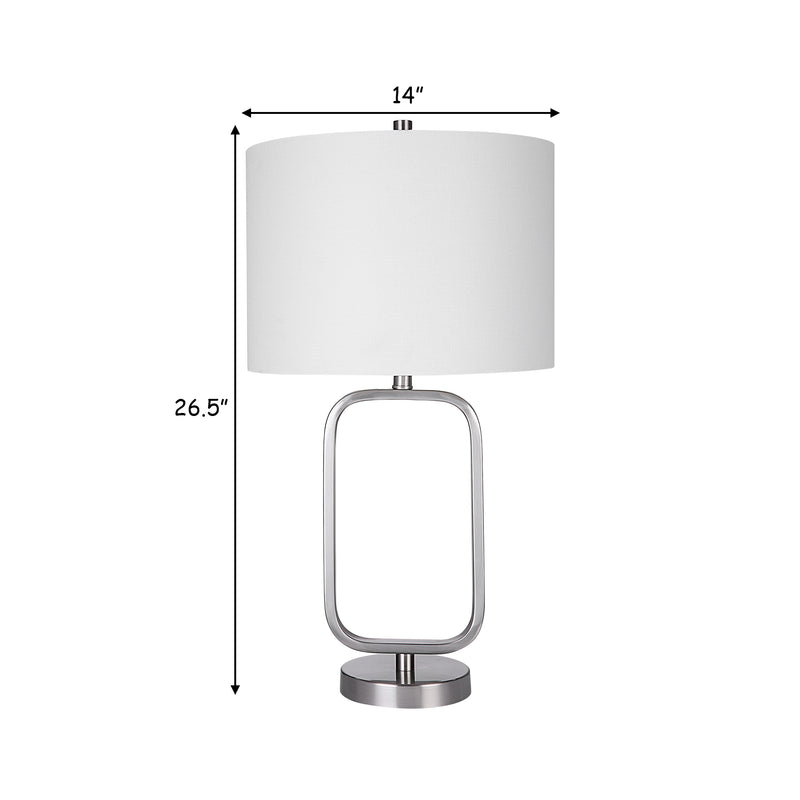 27 Inch Metal Table Lamp Rectangular Base Silver White-zoom-