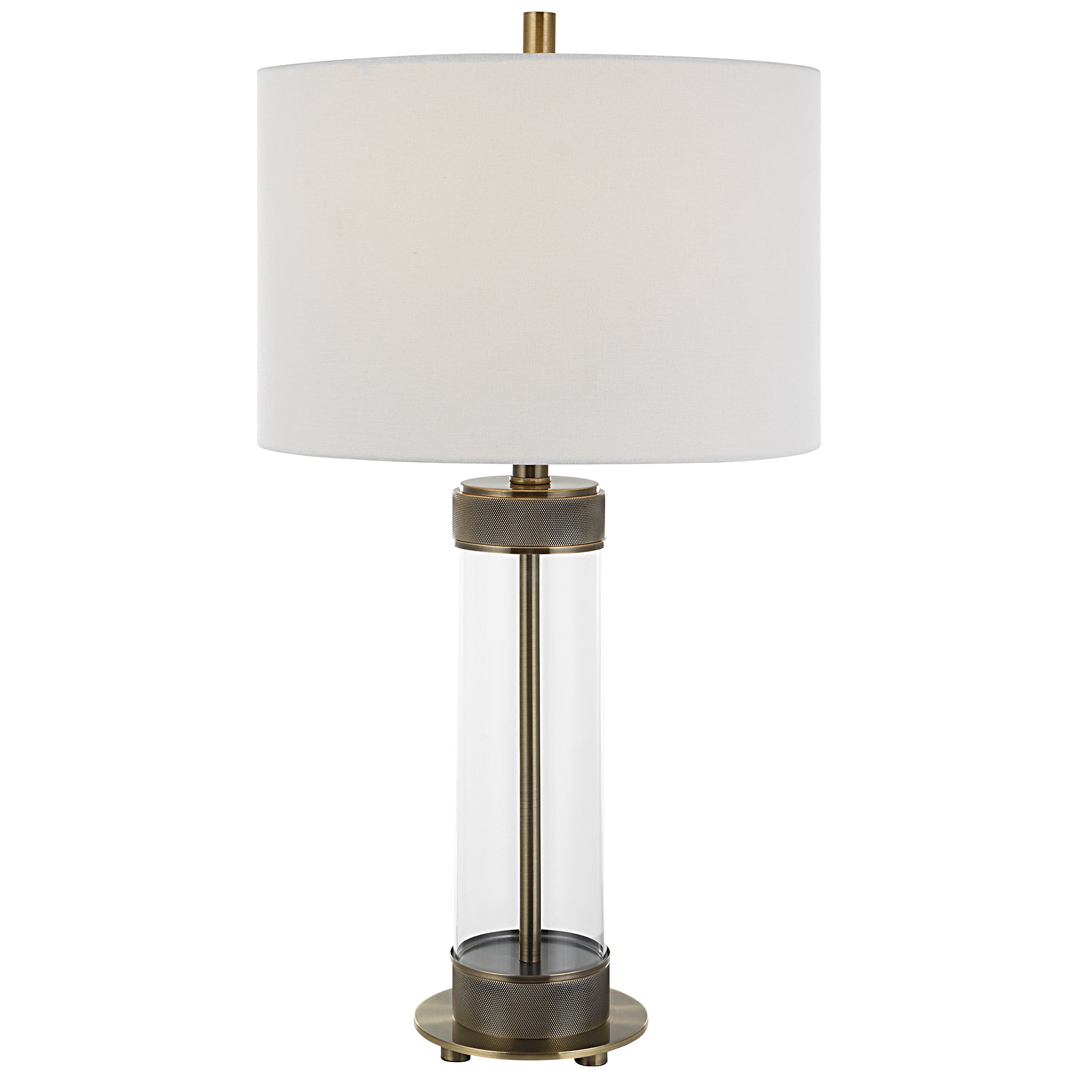 28 Inch Metal Table Lamp Glass Case Design Antique Brass White-zoom-2