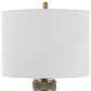 28 Inch Metal Table Lamp Glass Case Design Antique Brass White