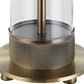 28 Inch Metal Table Lamp Glass Case Design Antique Brass White
