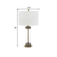 28 Inch Metal Table Lamp Glass Case Design Antique Brass White