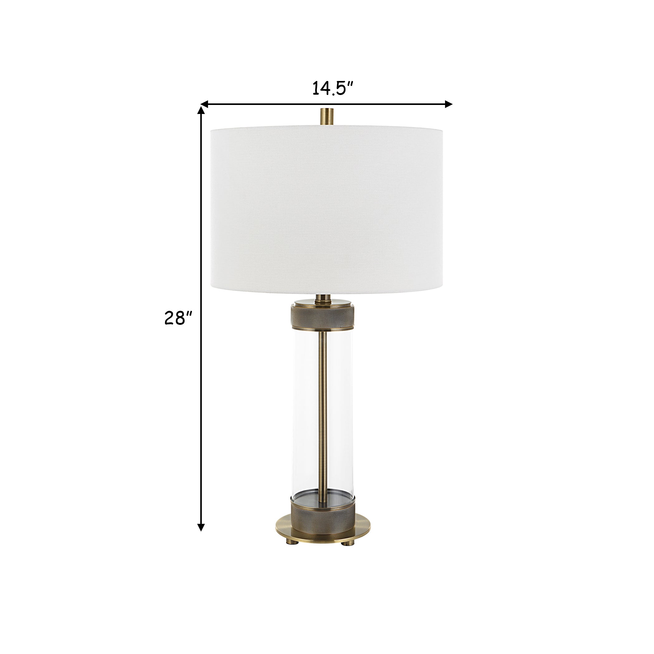 28 Inch Metal Table Lamp Glass Case Design Antique Brass White-zoom-5