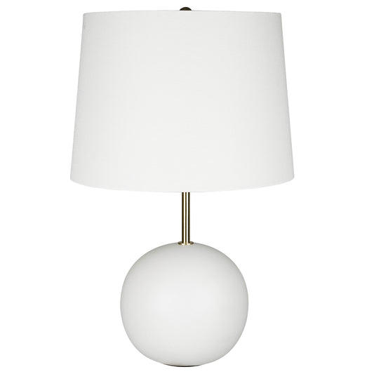 22 Inch Ceramic Table Lamp Sphere Base White Gold