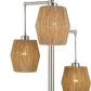 73 Inch Metal Floor Lamp Three Drum Shaped Rope Shades Silver Brown