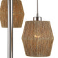 73 Inch Metal Floor Lamp Three Drum Shaped Rope Shades Silver Brown