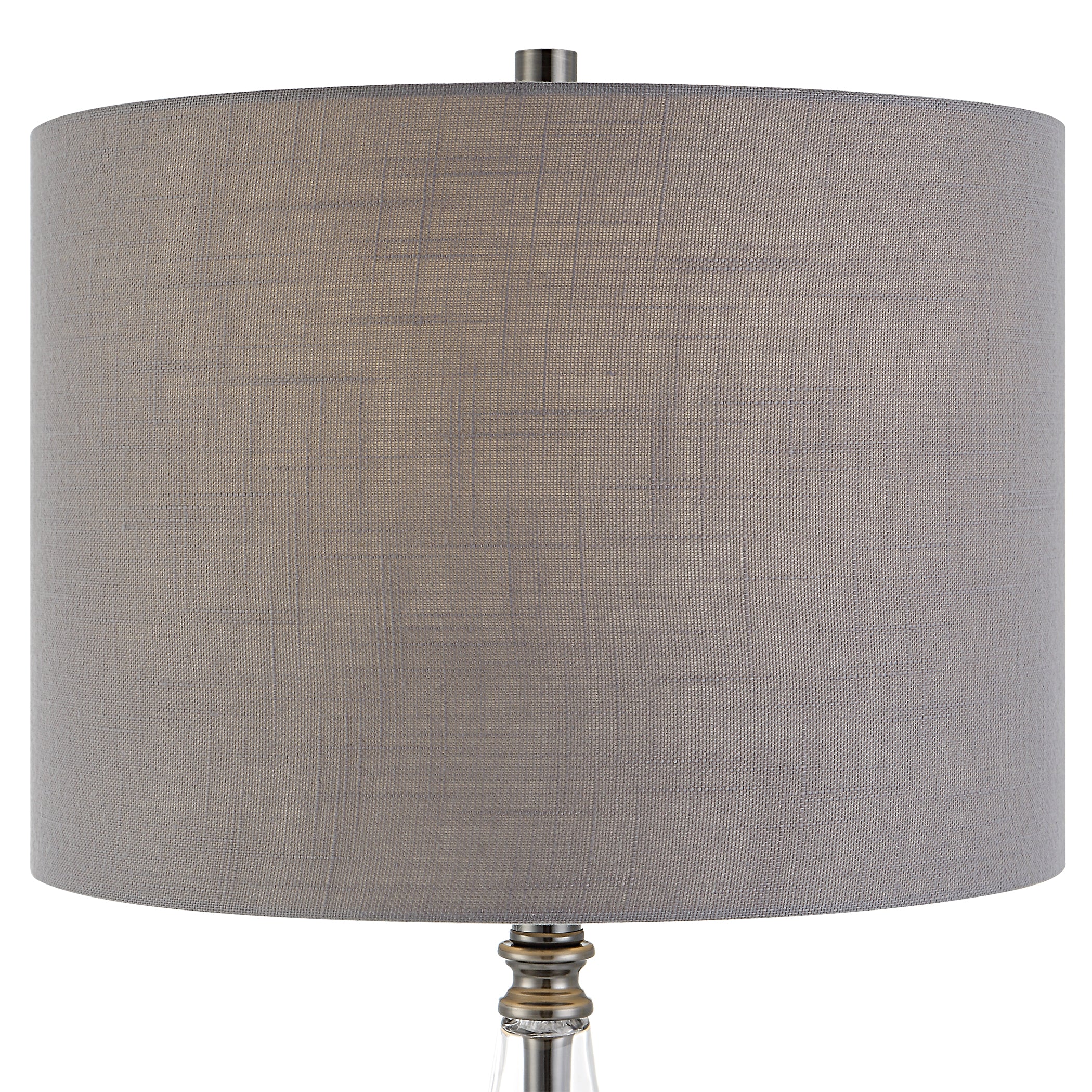 29 Inch Metal Table Lamp Cone Shaped Glass Base Silver Gray-zoom-3