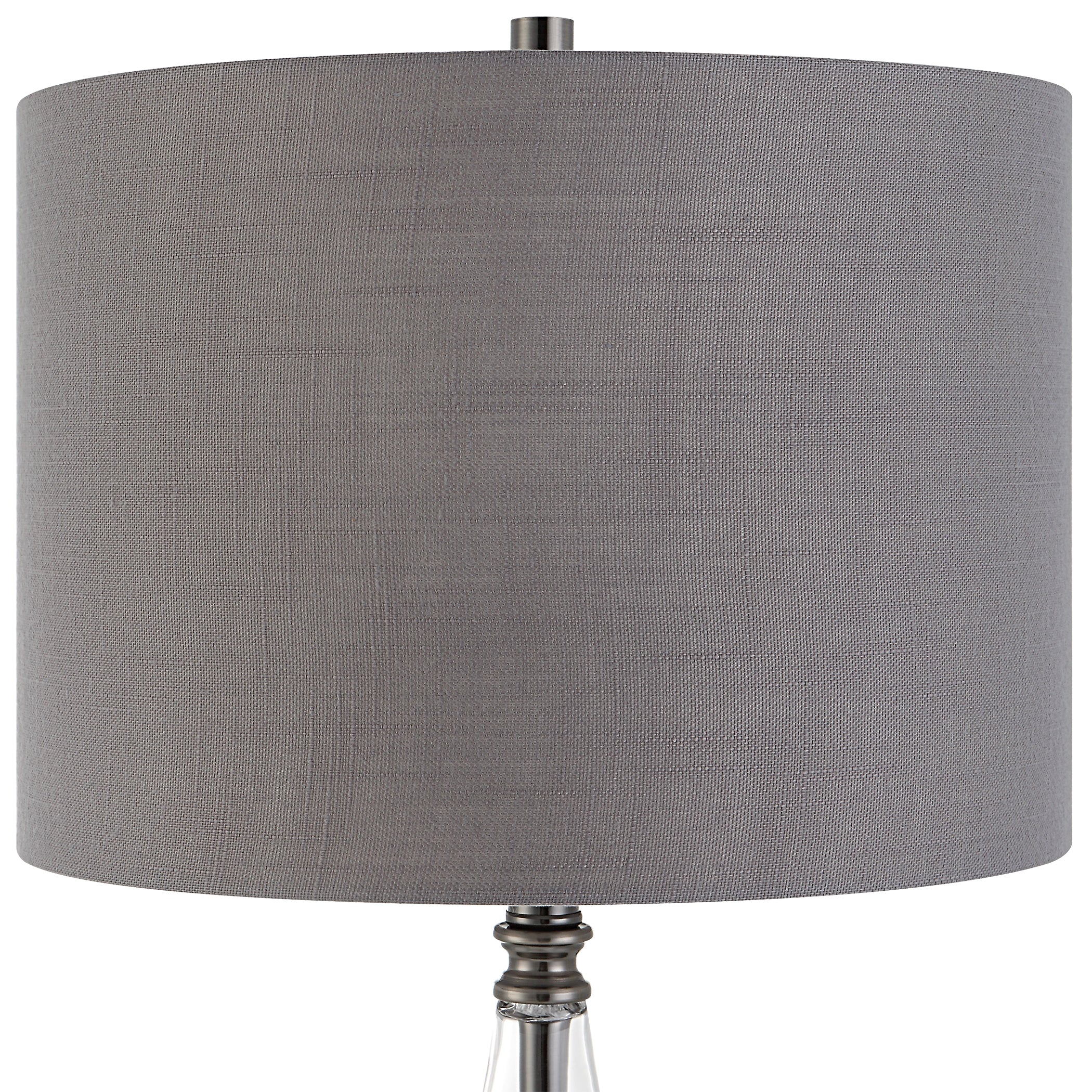 29 Inch Metal Table Lamp Cone Shaped Glass Base Silver Gray-zoom-4