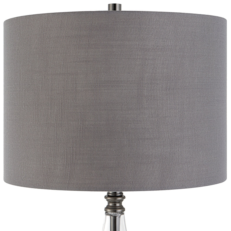 29 Inch Metal Table Lamp Cone Shaped Glass Base Silver Gray-zoom-