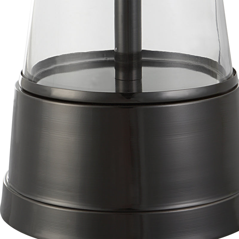 29 Inch Metal Table Lamp Cone Shaped Glass Base Silver Gray-zoom-