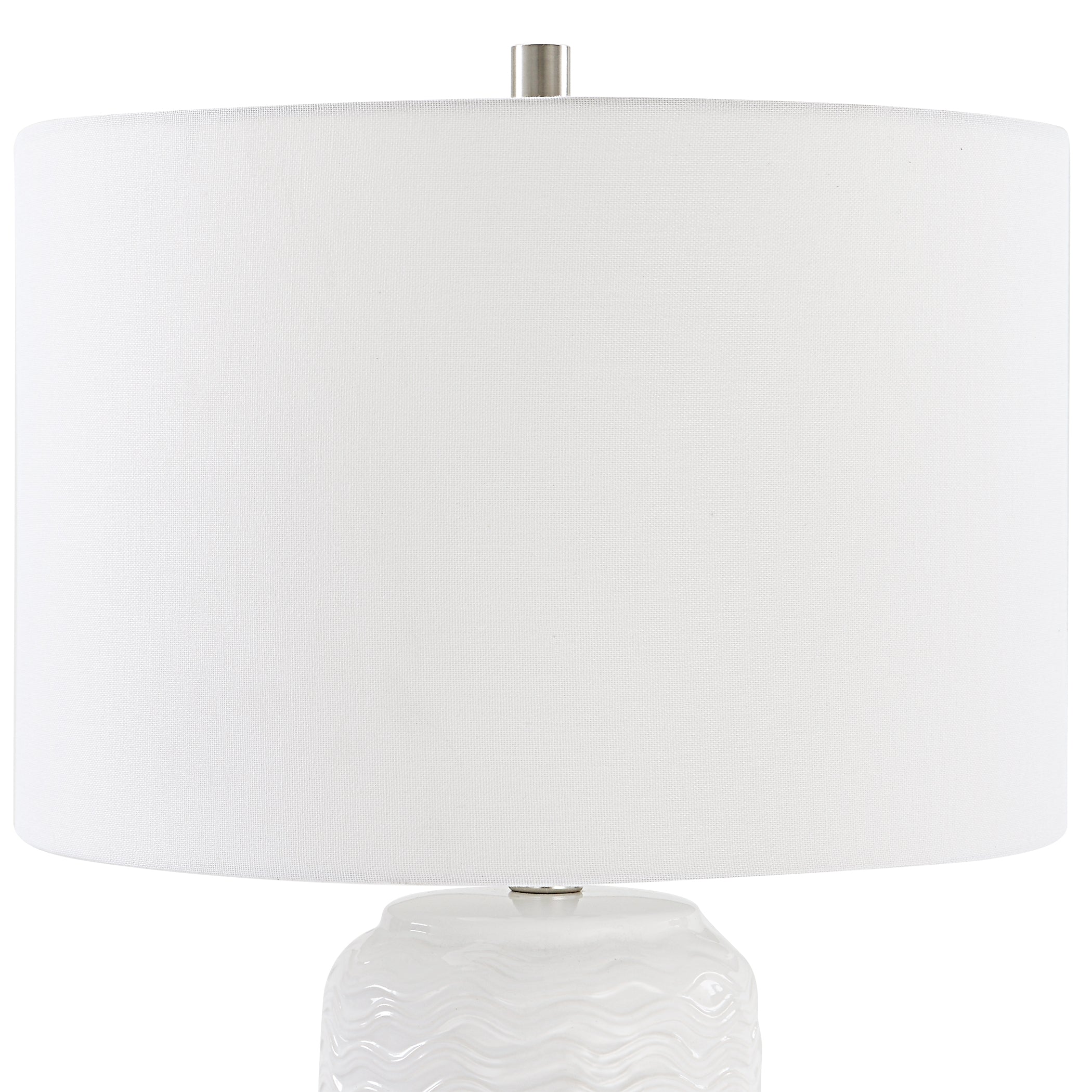 27 Inch Ceramic Table Lamp Wavy Texture Silver White-zoom-3