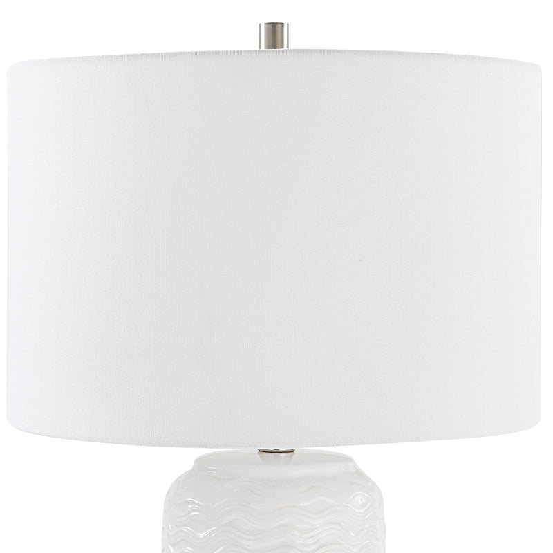 27 Inch Ceramic Table Lamp Wavy Texture Silver White-zoom-