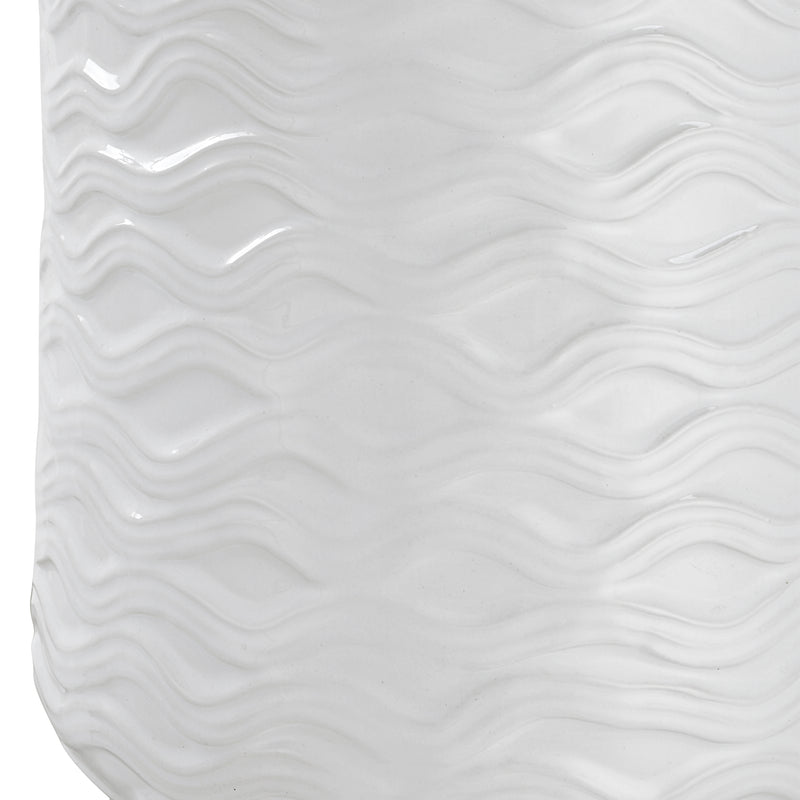 27 Inch Ceramic Table Lamp Wavy Texture Silver White-zoom-