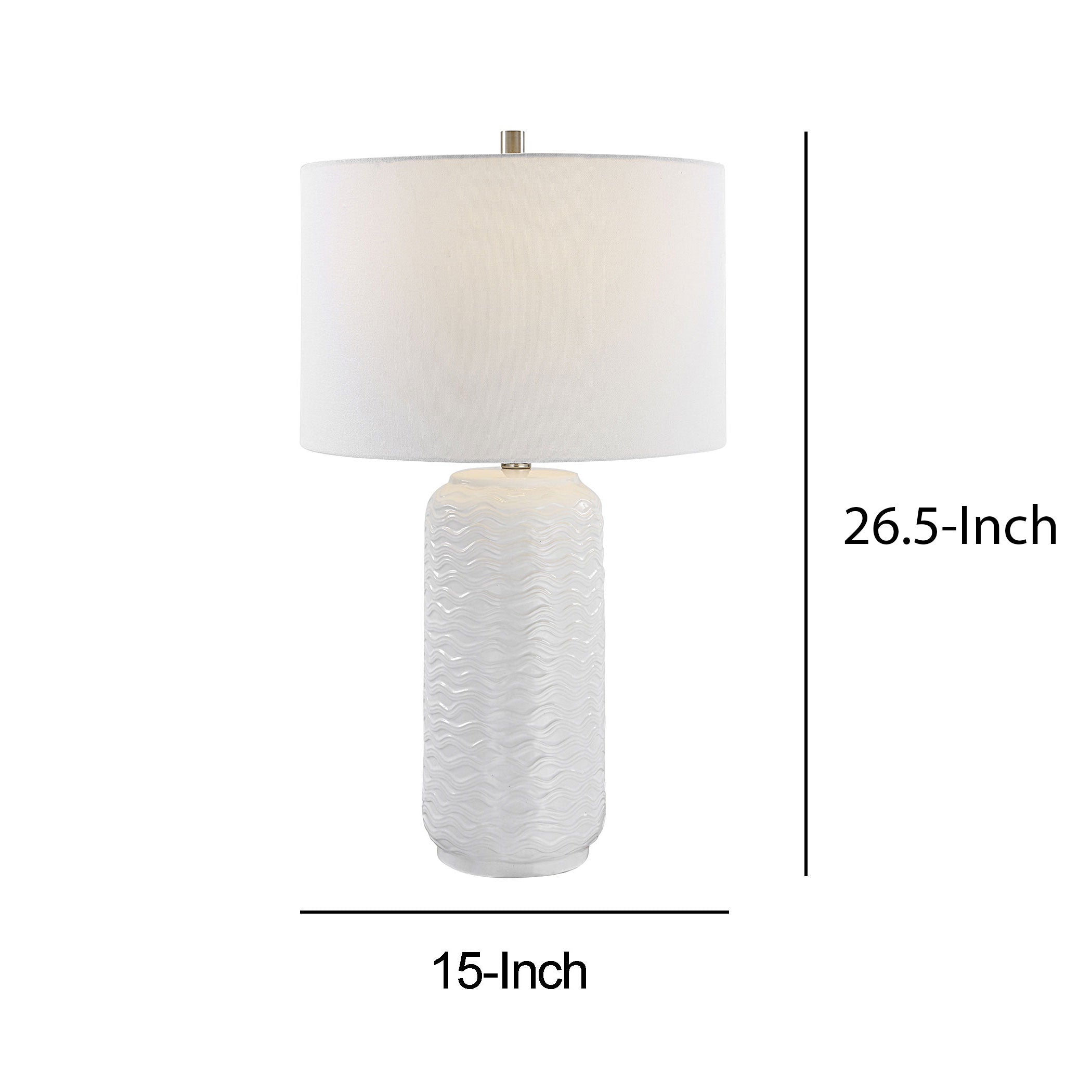 27 Inch Ceramic Table Lamp Wavy Texture Silver White-zoom-5