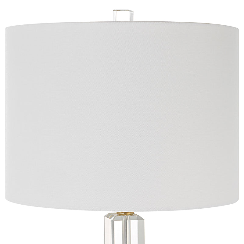 29 Inch Metal Table Lamp Stacked Crystals Antique Brass White-zoom-