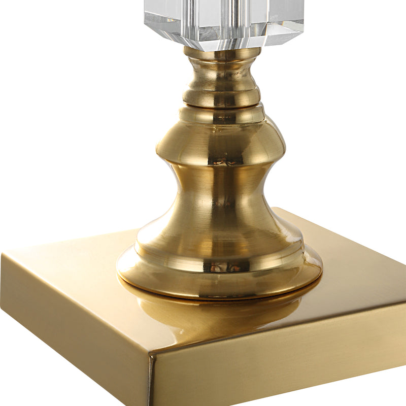 29 Inch Metal Table Lamp Stacked Crystals Antique Brass White-zoom-