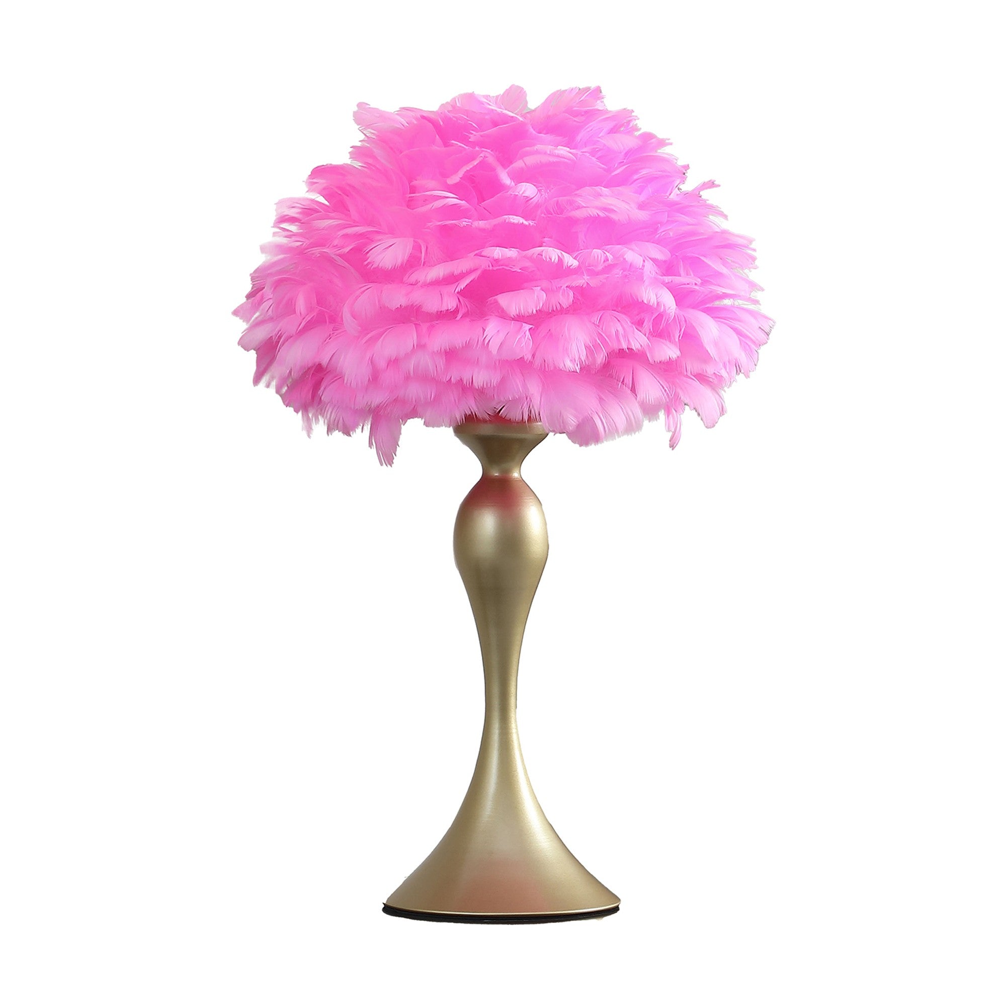 Lily 24 Inch Metal Glam Feather Table Lamp Candlestick 40w Pink Gold