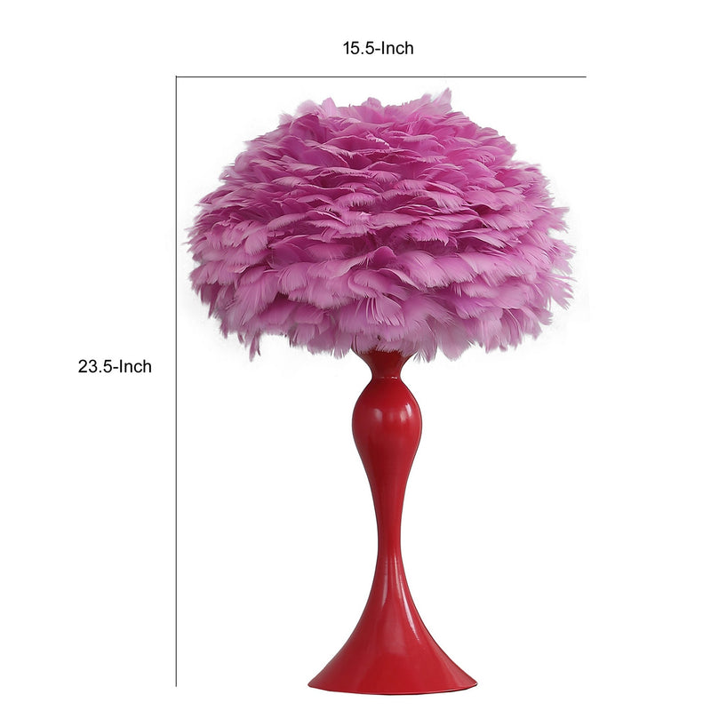 Lily 24 Inch Metal Glam Feather Table Lamp Candlestick 40w Pink Red-zoom-