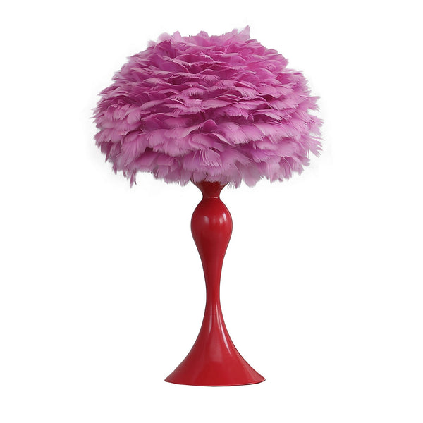 Lily 24 Inch Metal Glam Feather Table Lamp Candlestick 40w Pink Red