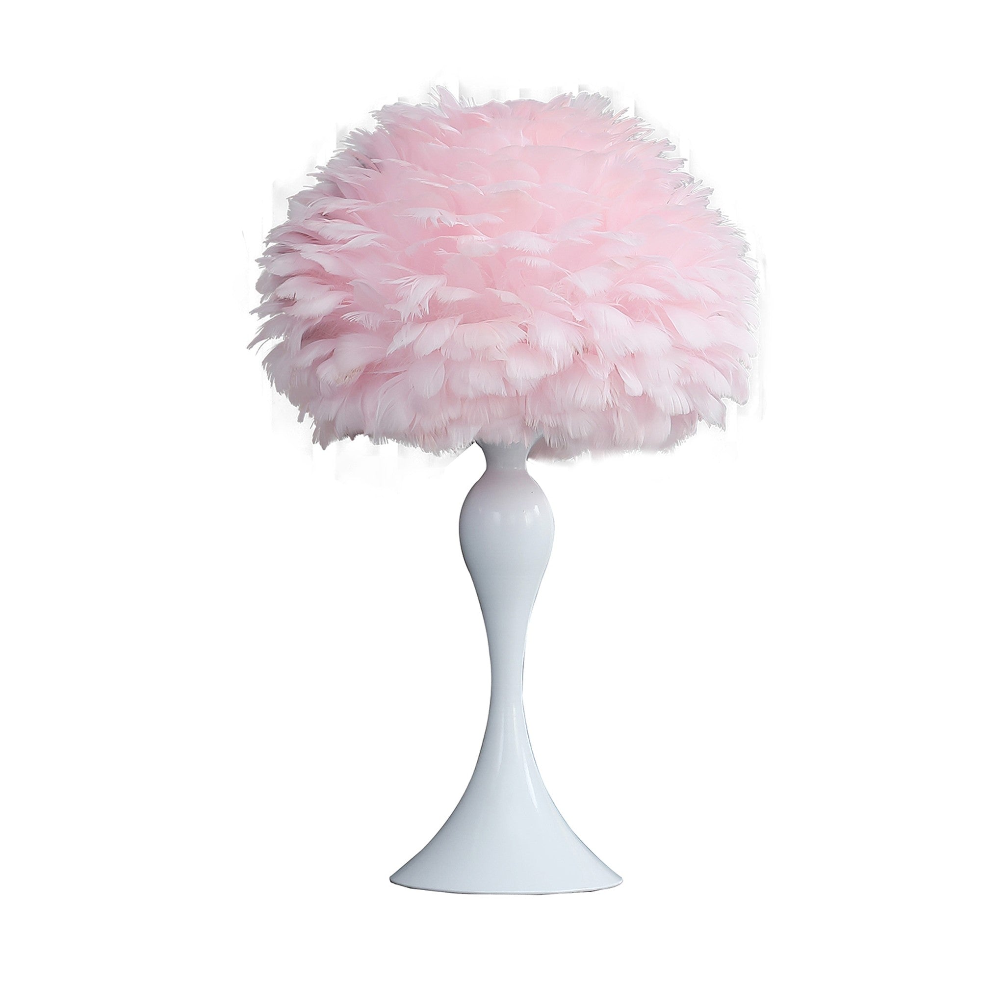 Lily 24 Inch Metal Glam Feather Table Lamp Candlestick 40w Pink White