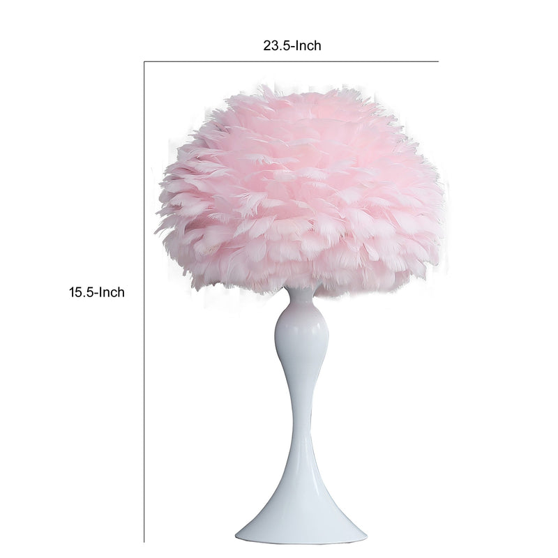 Lily 24 Inch Metal Glam Feather Table Lamp Candlestick 40w Pink White-zoom-