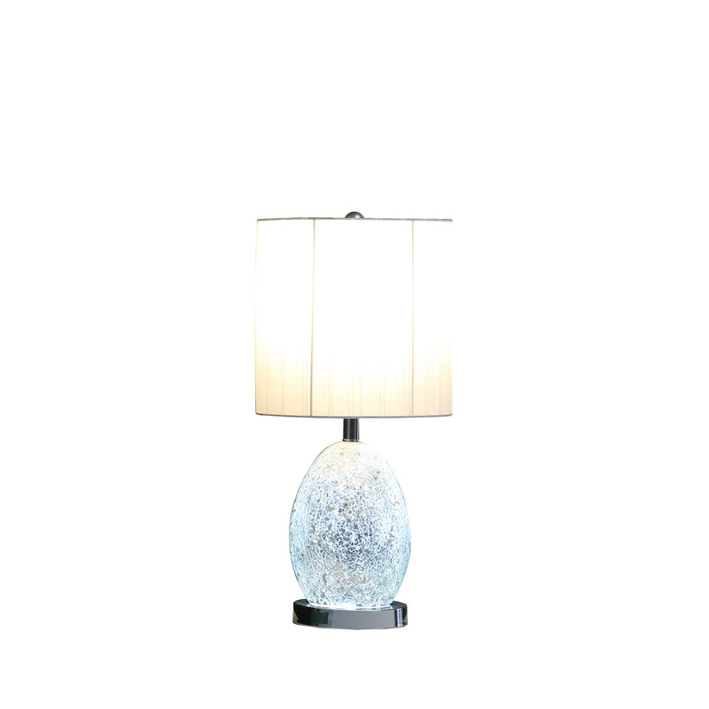 20 Inch Glass Table Lamp 9W LED 3 Way Switch Egg Shape Silver-zoom-