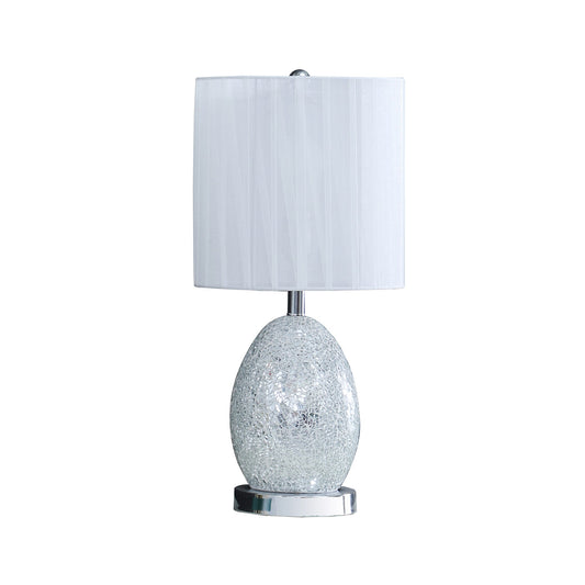 20 Inch Glass Table Lamp 9W LED 3 Way Switch Egg Shape Silver