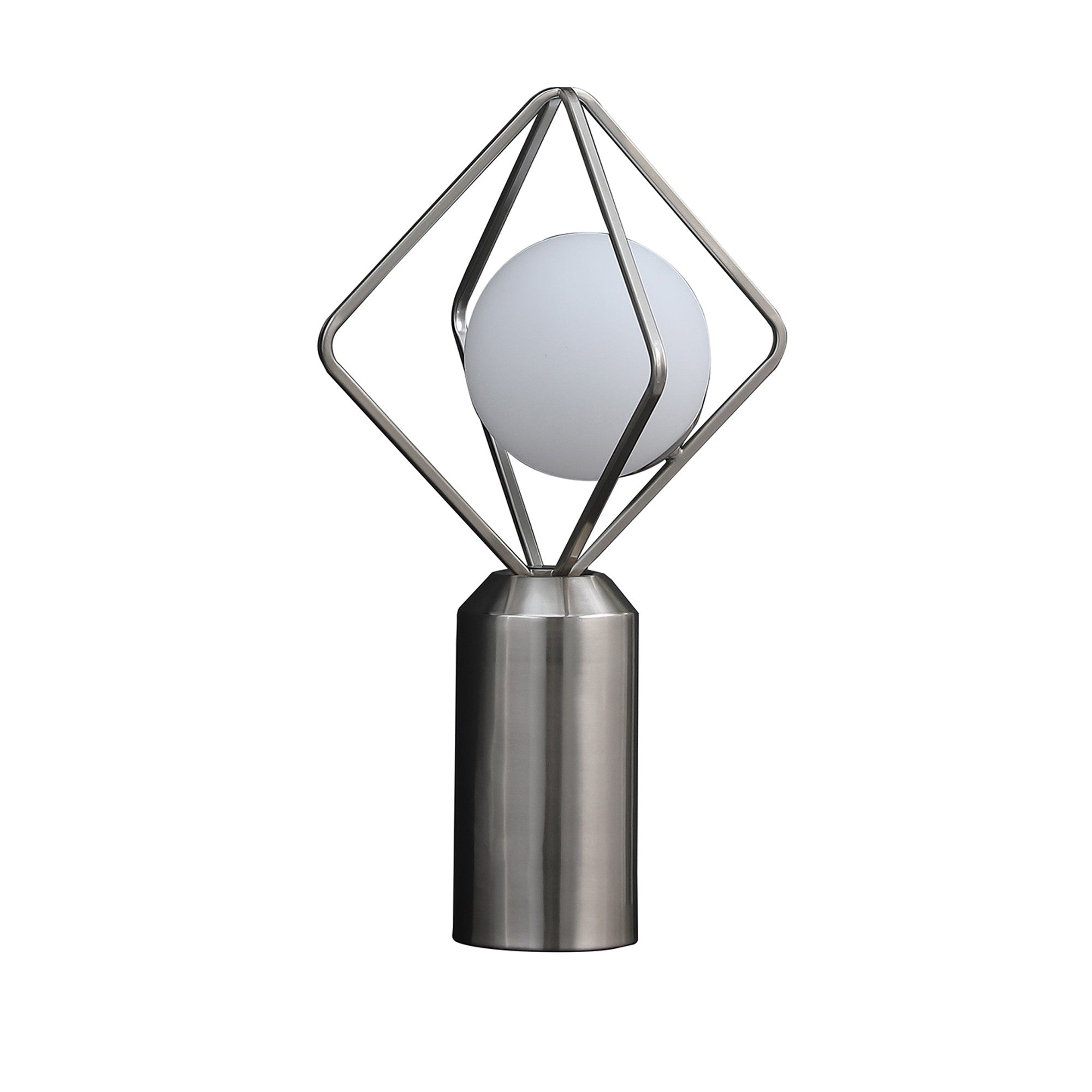 20 Inch Metal Table Lamp Octahedron Shade 40W LED Toggle Switch Silver-zoom-1