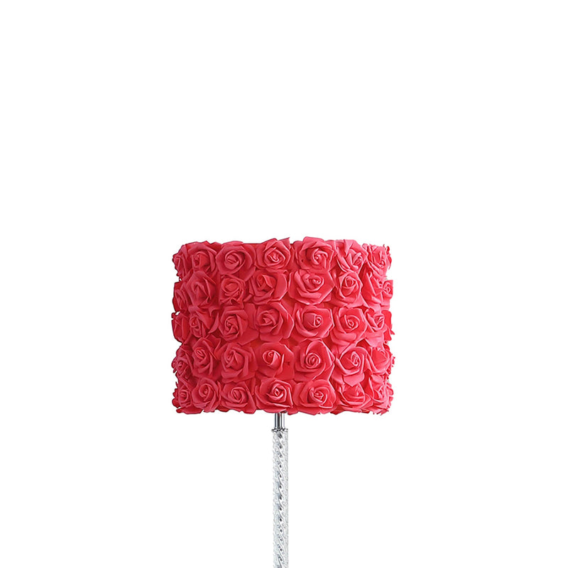 Finn 63 Inch Glamorous Floor Lamp Rose Accent Shade 100w Red Silver-zoom-