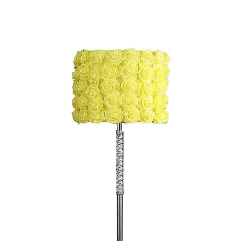 Finn 63 Inch Glamorous Floor Lamp Rose Accent Shade 100w Yellow Silver-zoom-