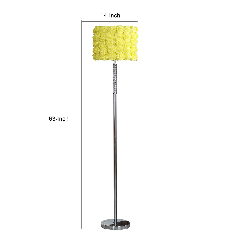 Finn 63 Inch Glamorous Floor Lamp Rose Accent Shade 100w Yellow Silver-zoom-