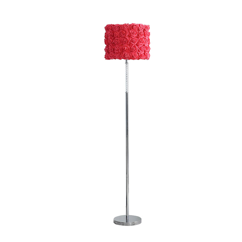 Finn 63 Inch Glamorous Floor Lamp Rose Accent Shade 100w Pink Silver-zoom-