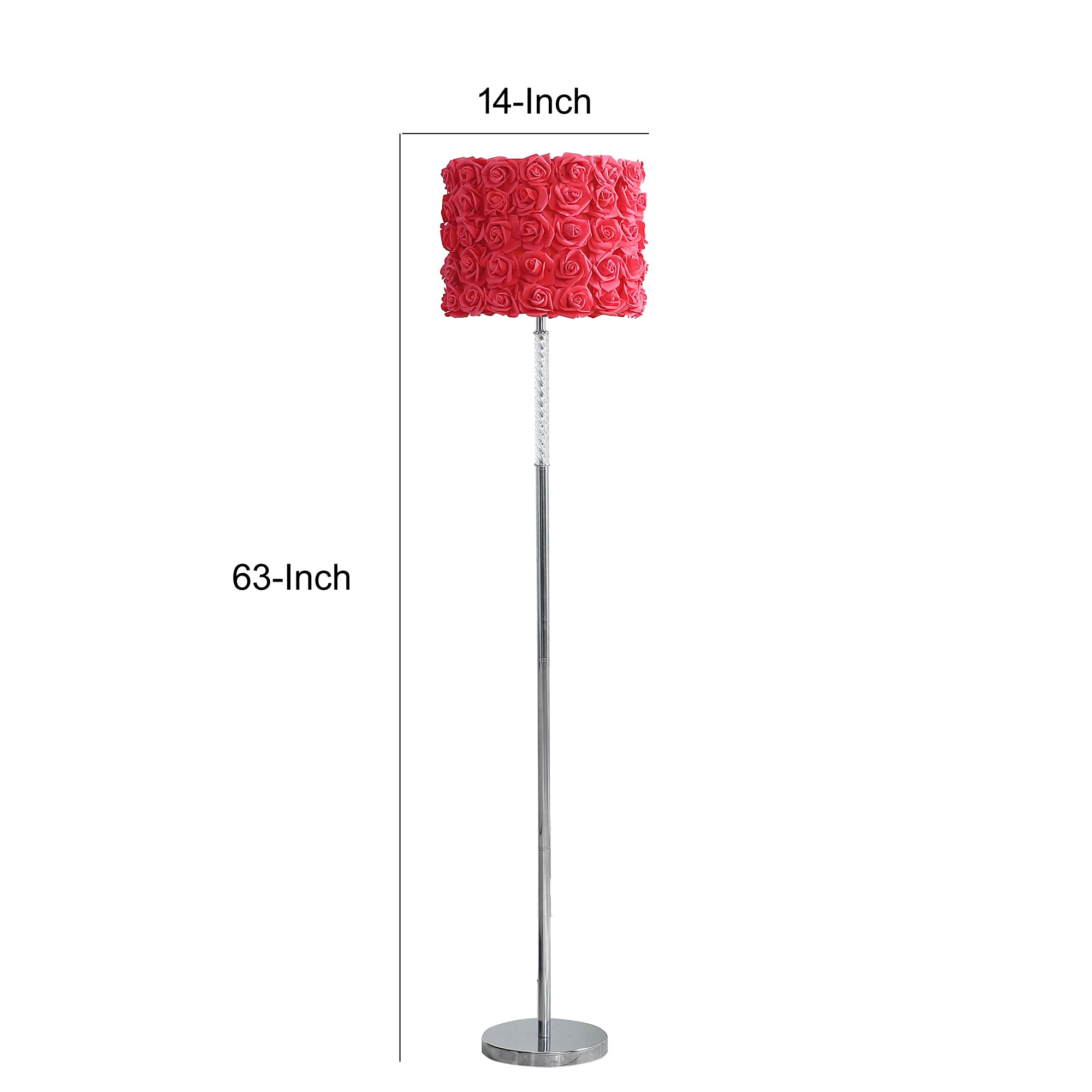 Finn 63 Inch Glamorous Floor Lamp Rose Accent Shade 100w Pink Silver-zoom-5