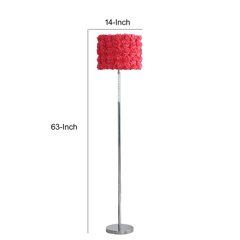 Finn 63 Inch Glamorous Floor Lamp Rose Accent Shade 100w Pink Silver-zoom-