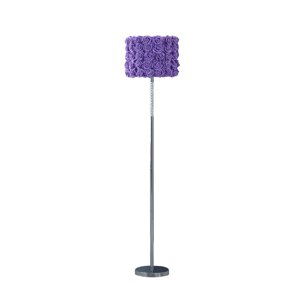 Finn 63 Inch Glamorous Floor Lamp Rose Accent Shade 100w Purple Silver