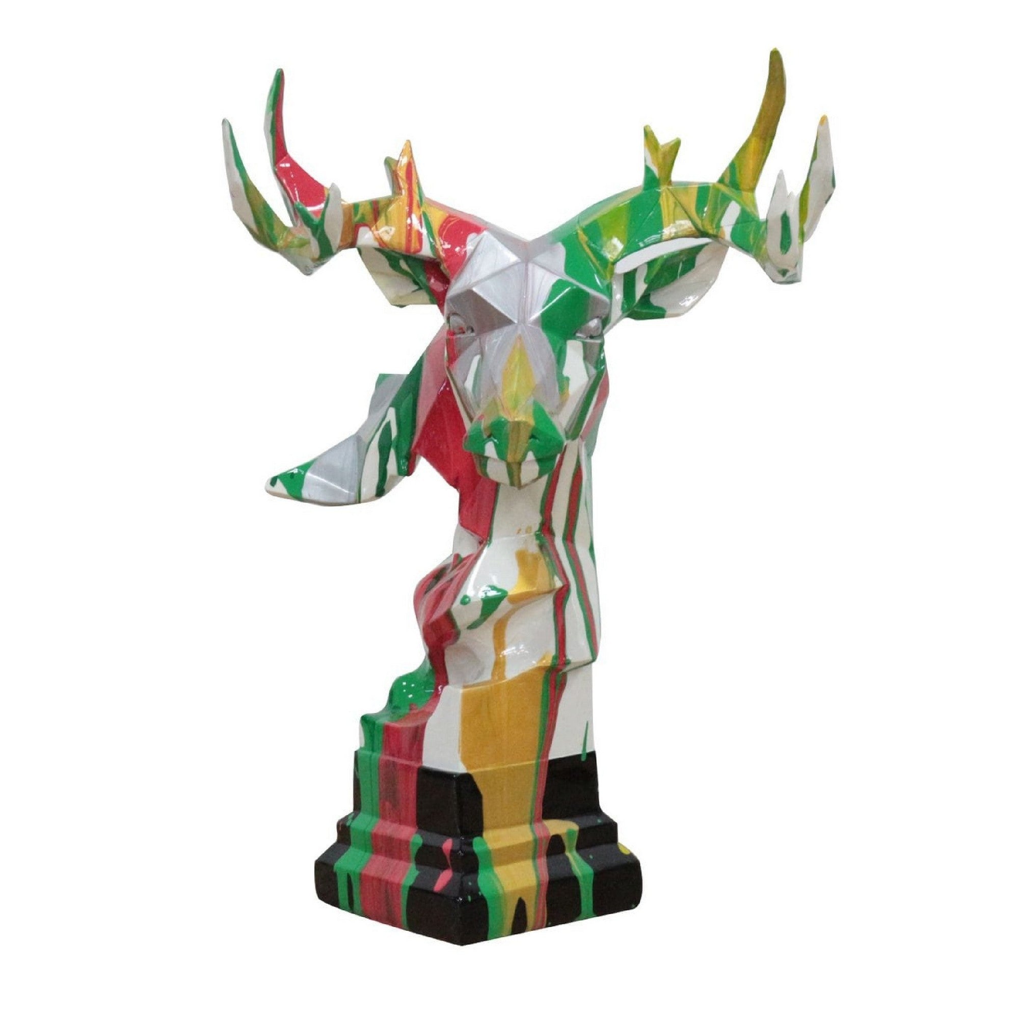 Cid 15 Inch Modern Polyresin Deer Sculpture Decor Faceted Multicolor-zoom-1