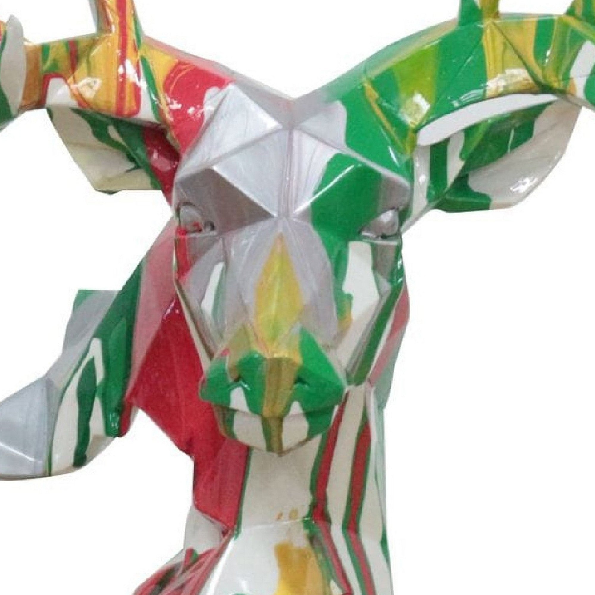 Cid 15 Inch Modern Polyresin Deer Sculpture Decor Faceted Multicolor-zoom-3