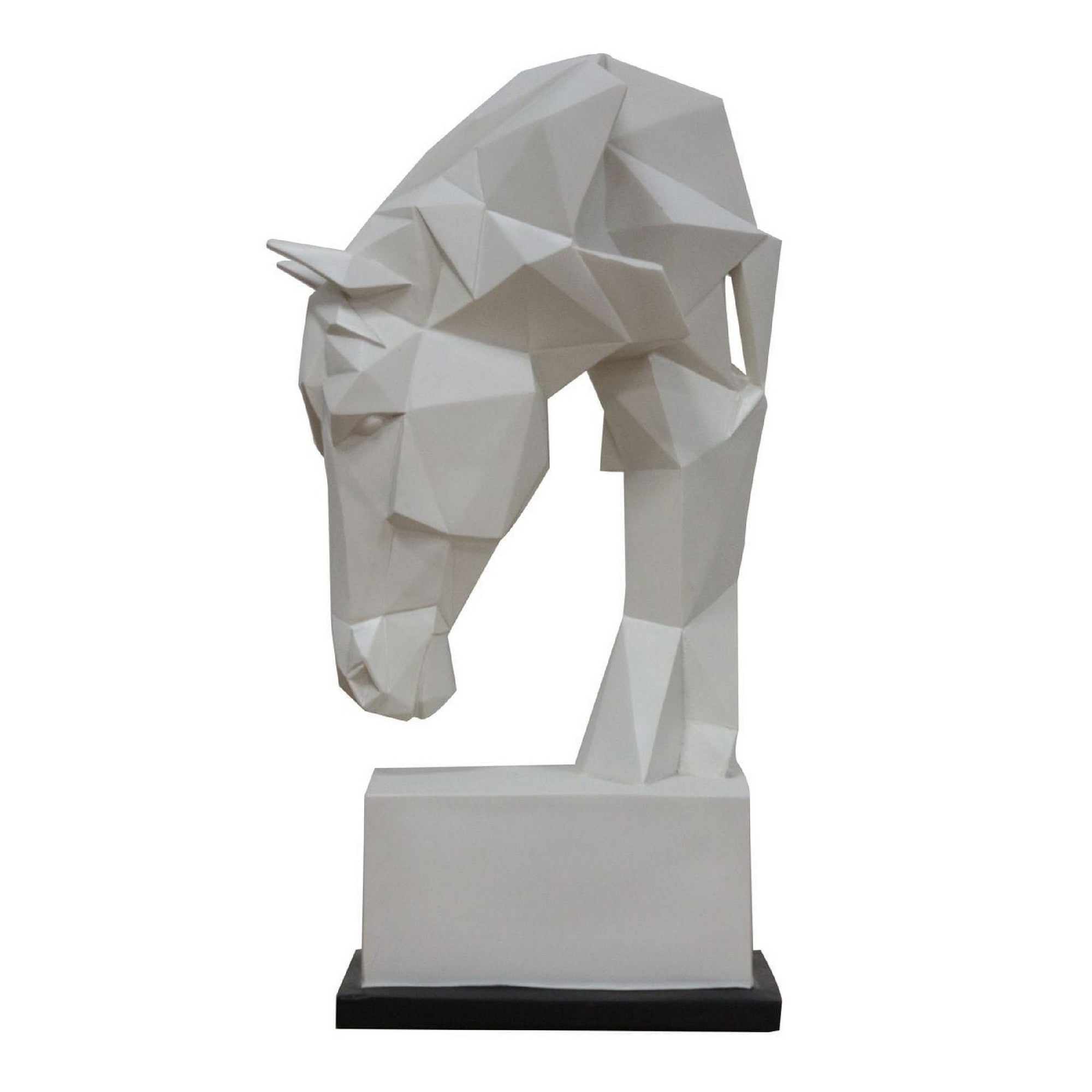 Cid 15 Inch Modern Polyresin Horse Head Sculpture Decor Faceted White-zoom-1